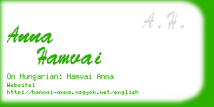 anna hamvai business card